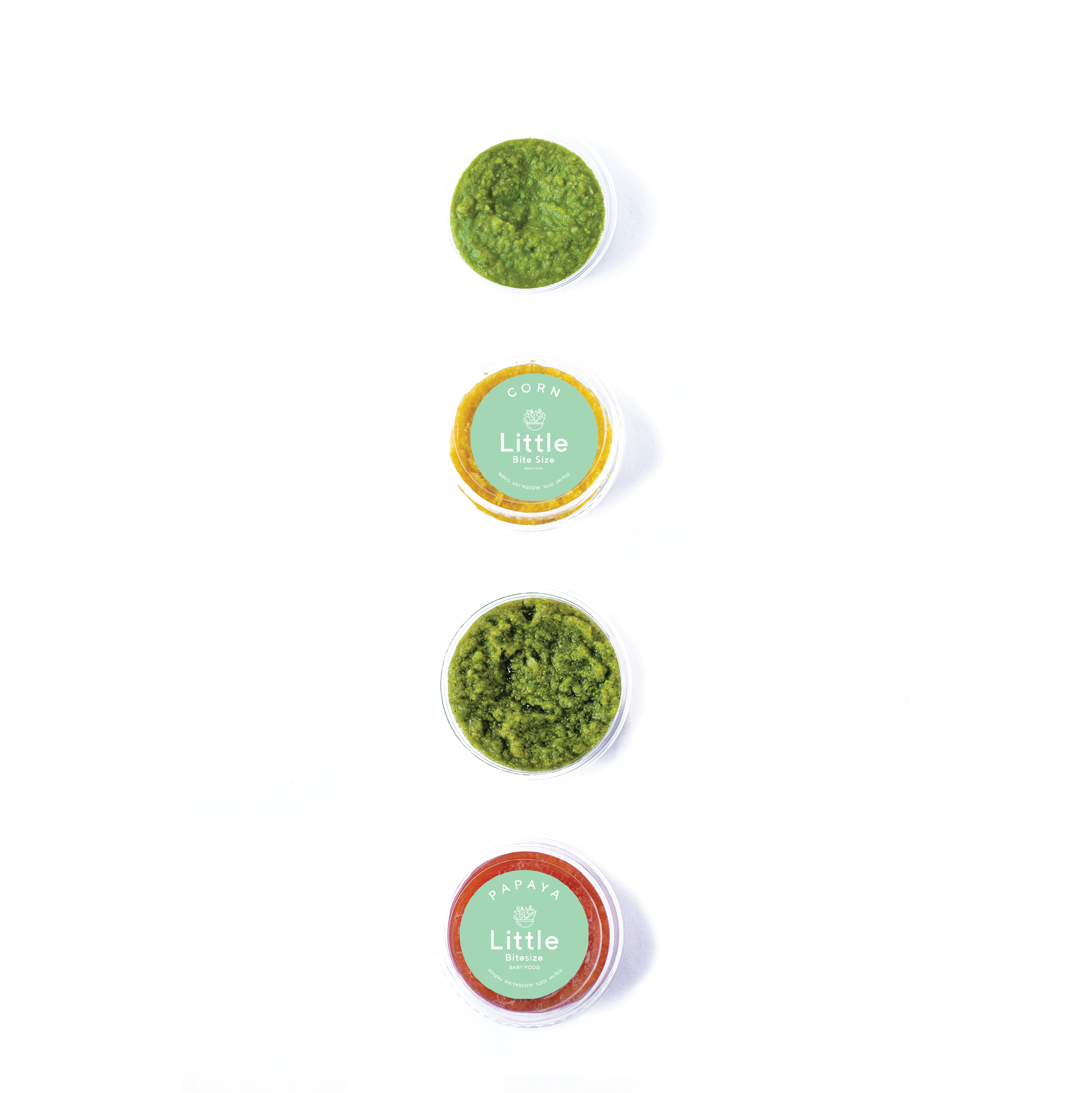 Baby's First Bites Pea Brussel Sprouts Corn Papaya | Little Bitesize
